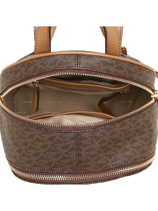 Michael Kors Rhea Δερμάτινη Γυναικεία Τσάντα Πλάτης Καφέ
