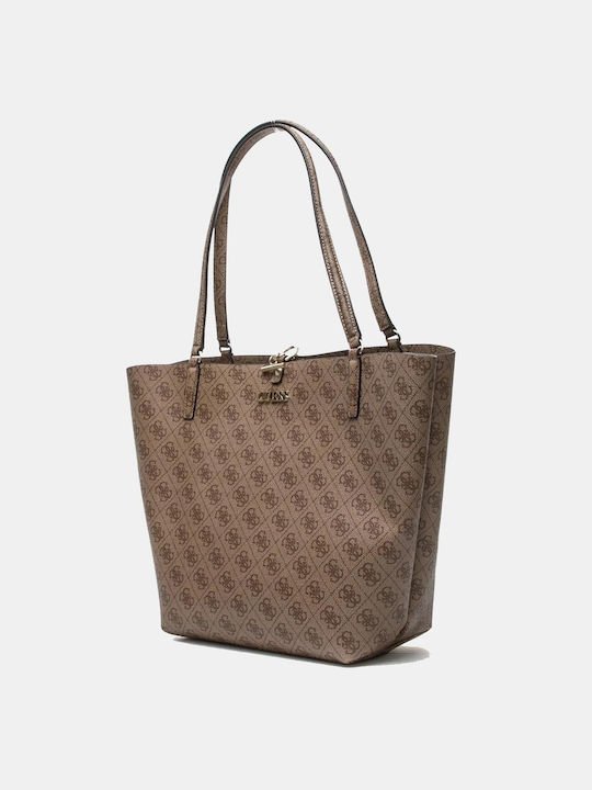 Guess Alby Σετ Γυναικεία Τσάντα Shopper Ώμου Μπεζ