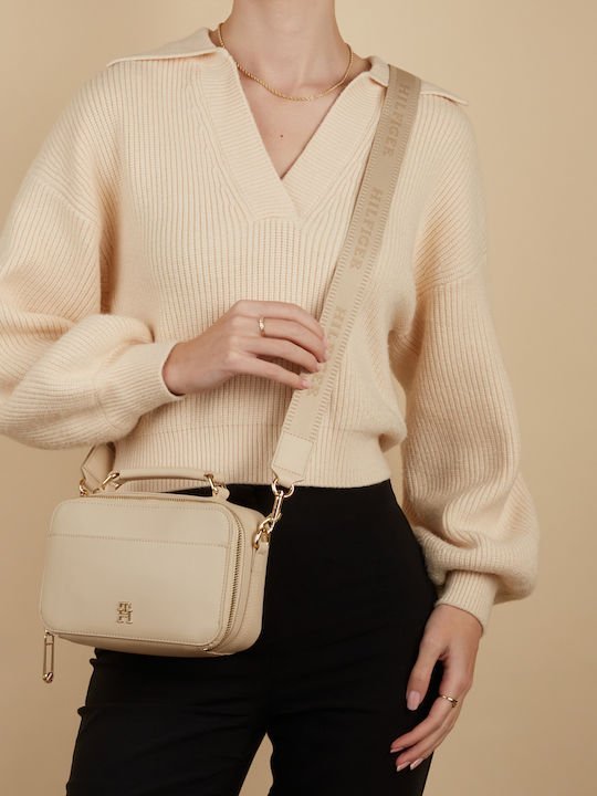 Tommy Hilfiger Iconic Tommy Γυναικεία Τσάντα Χιαστί Μπεζ