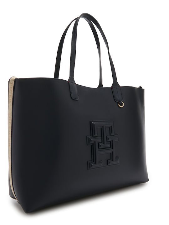 Tommy Hilfiger Iconic Tommy Γυναικεία Τσάντα Shopper Ώμου Μπλε