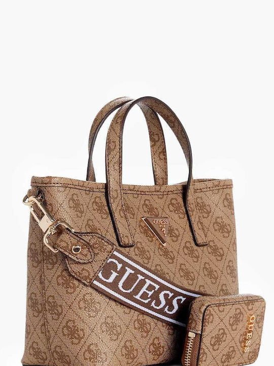 Guess Σετ Γυναικεία Τσάντα Tote Χειρός Μπεζ