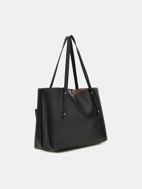 Guess Brenton Γυναικεία Τσάντα Shopper Ώμου Μαύρη